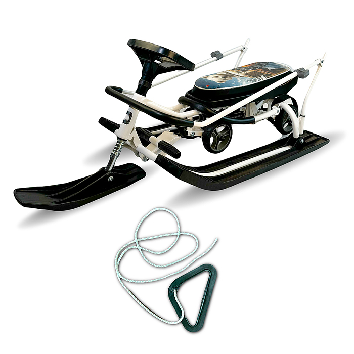 Игрушка Снегокат детский 109 "Wheel" c П-образным толкателем и колесной базой (Мишка тракторист) 