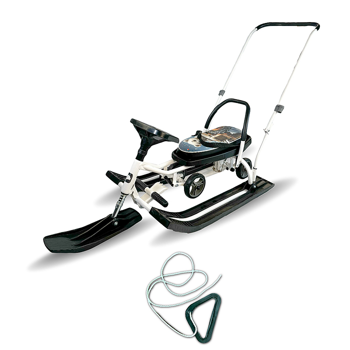 Игрушка Снегокат детский 109 "Wheel" c П-образным толкателем и колесной базой (Мишка тракторист) 