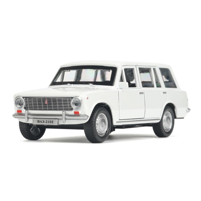 Машина металл Ваз-2102 12 см, (двери, багаж, белый) инер.