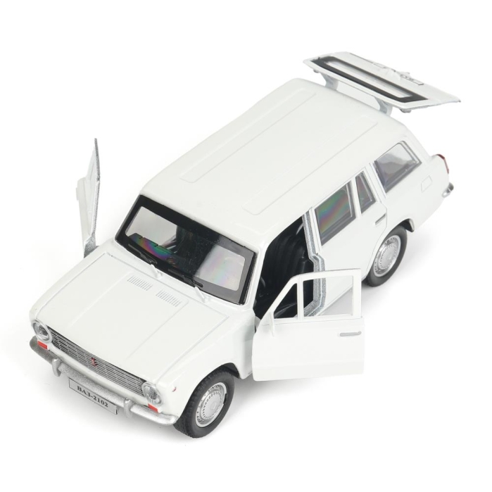 Машина металл Ваз-2102 12 см, (двери, багаж, белый) инер.