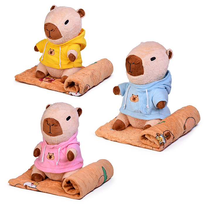 Мягкая игрушка "Капибара" М1579 с пледом