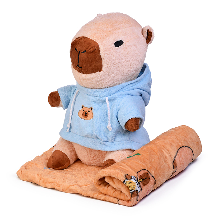 Мягкая игрушка "Капибара" М1579 с пледом