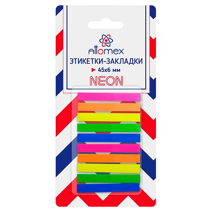 Набор самоклеящихся этикеток-закладок пластиковые полупрозрачные, 45x6 мм, 10x25 листов