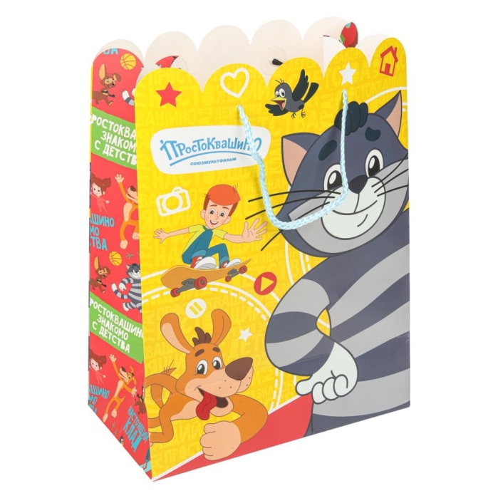 Пакет подарочный креативный "Простоквашино" L, с вырубкой Пакет подарочный креативный "Простоквашино" L, с вырубкой