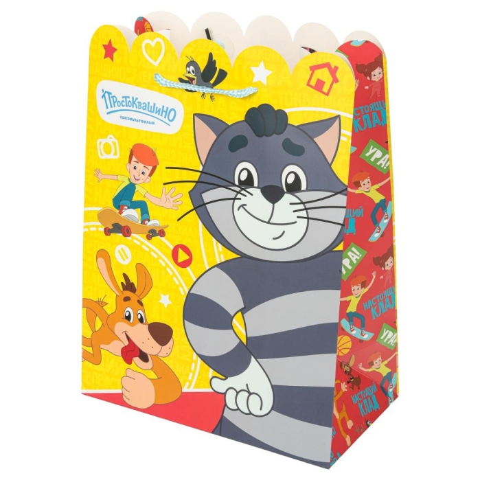 Пакет подарочный креативный "Простоквашино" L, с вырубкой