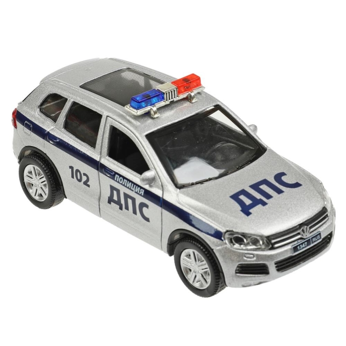 Машина металл свет-звук Volkswagen Touareg Полиция 12 см, (двер, багажник) инерц, в коробке 