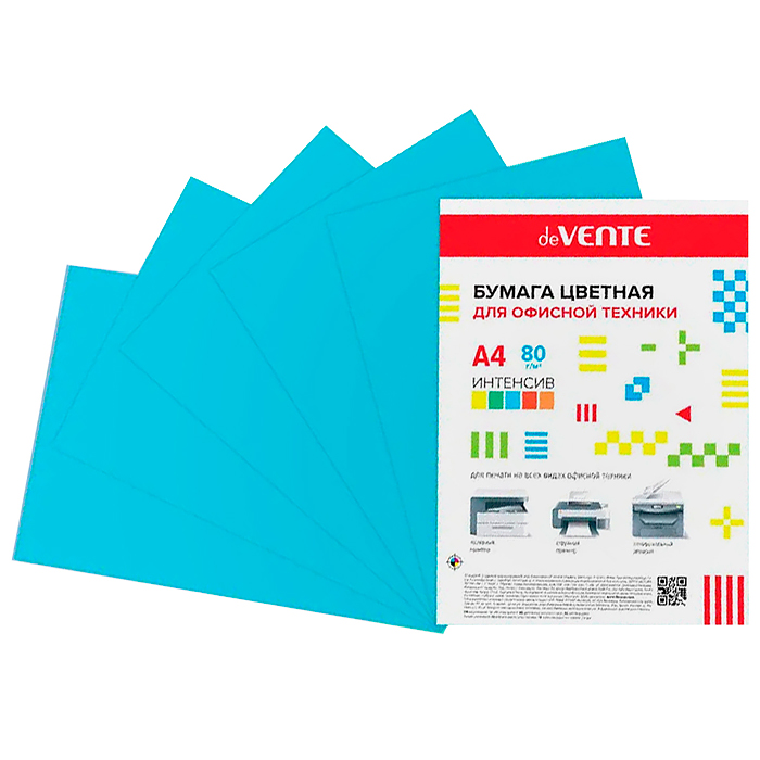 Бумага цветная для офисной техники "Intensive" A4 100 л, 80 г/м², интенсив синий