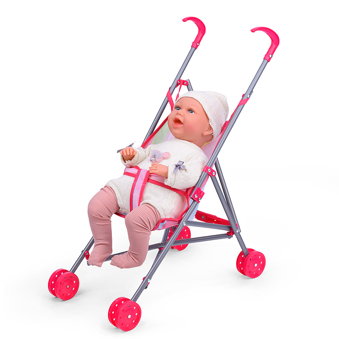 Коляска для кукол Y968-6 трость, прогулочная, цвет розовый