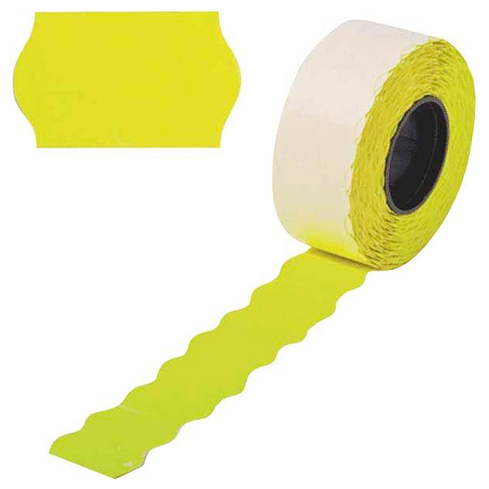 Этикетки для этикет пистолета 25x16 мм, волна, желтые Этикетки для этикет пистолета 25x16 мм, волна, желтые