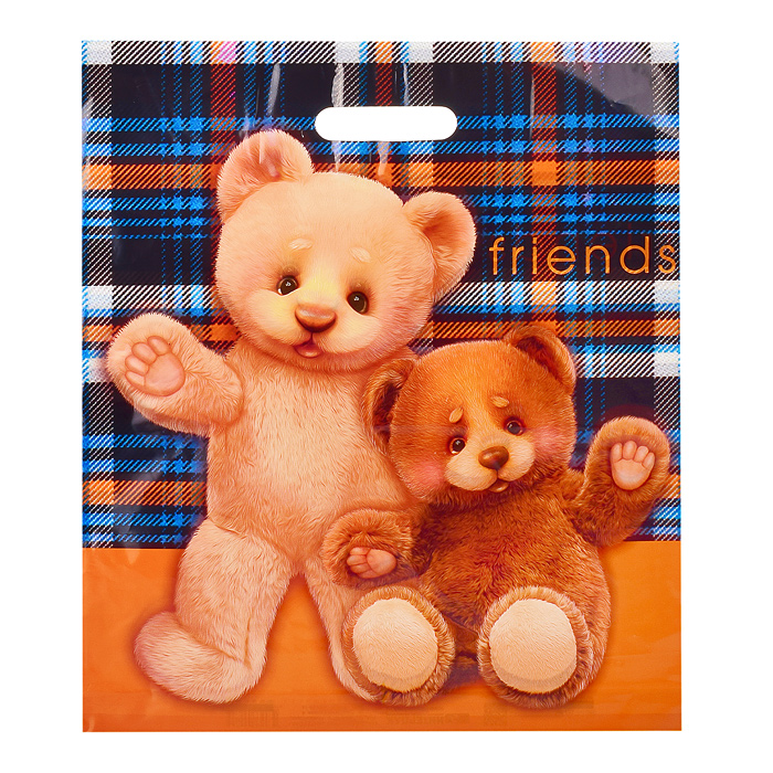 Пакет ПЭ с вырубной ручкой 40х47+6, 45мкм "Друзья"