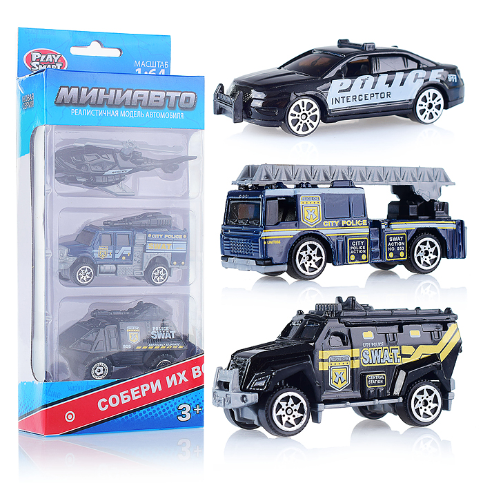 Набор техники 6389-3 "Мини Авто" полиция, в коробке Набор техники 6389-3 "Мини Авто" полиция, в коробке