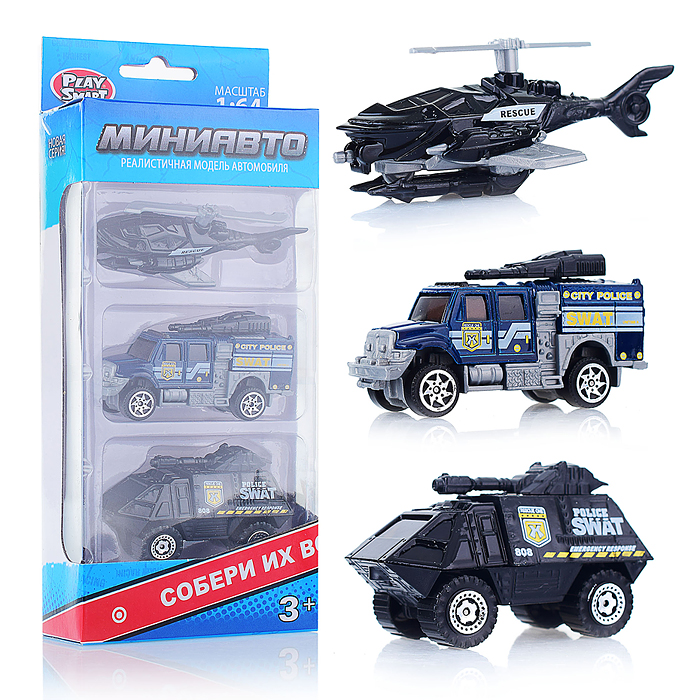 Набор техники 6389-3 "Мини Авто" полиция, в коробке