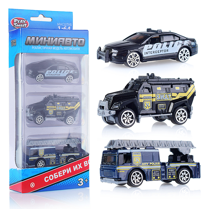 Набор техники 6389-3 "Мини Авто" полиция, в коробке