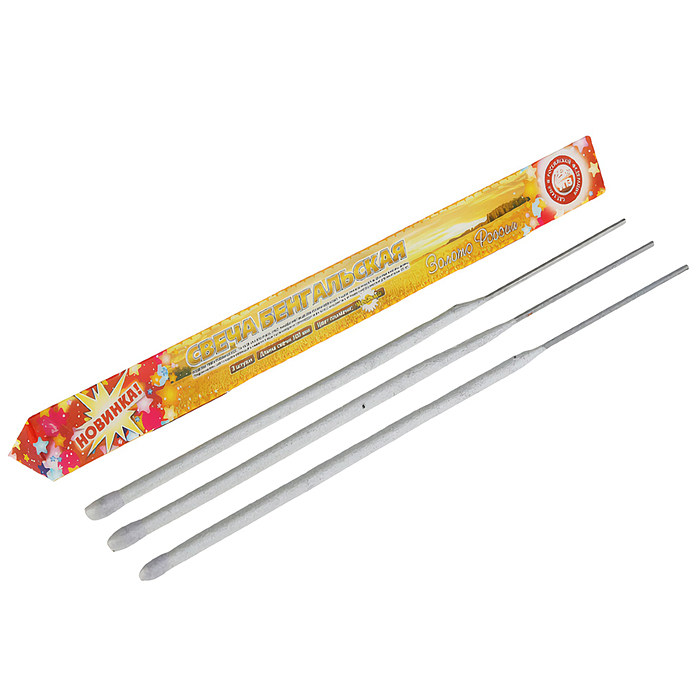 Бенгальская свеча 400мм. "Золото России" (в уп. 3 шт) Бенгальская свеча 400мм. "Золото России" (в уп. 3 шт)