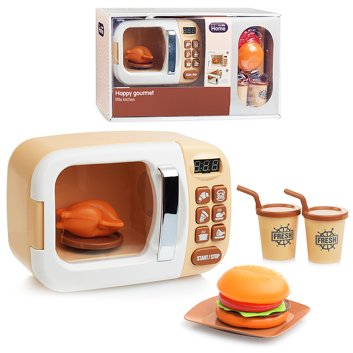 Бытовая техника A1005-3 "Микроволновка" с кухонными приборами и набором продуктов, бежевый