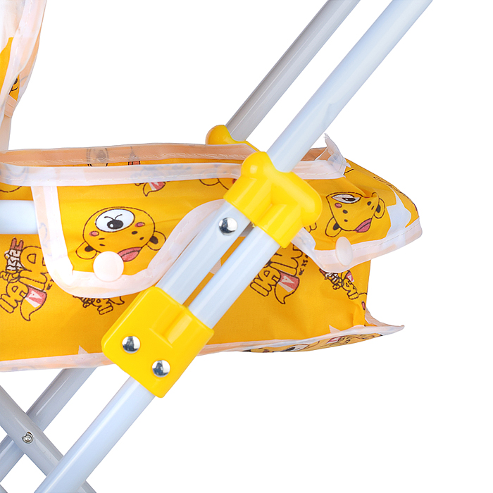 Коляска для кукол 8816-A (металлическая, складная, прогулочная с капюшоном, цвет желтый) в пакете