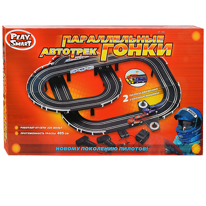 Фото к товару Автотрек 0821 "Параллельные гонки" (584 см.) в коробке Автотрек 0821 "Параллельные гонки" (584 см.) в коробке