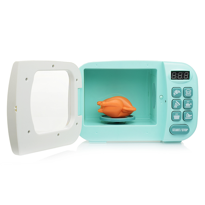 Бытовая техника A1005-4 Микроволновка с кухонными приборами и набором продуктов, бирюзовый, свет, зв