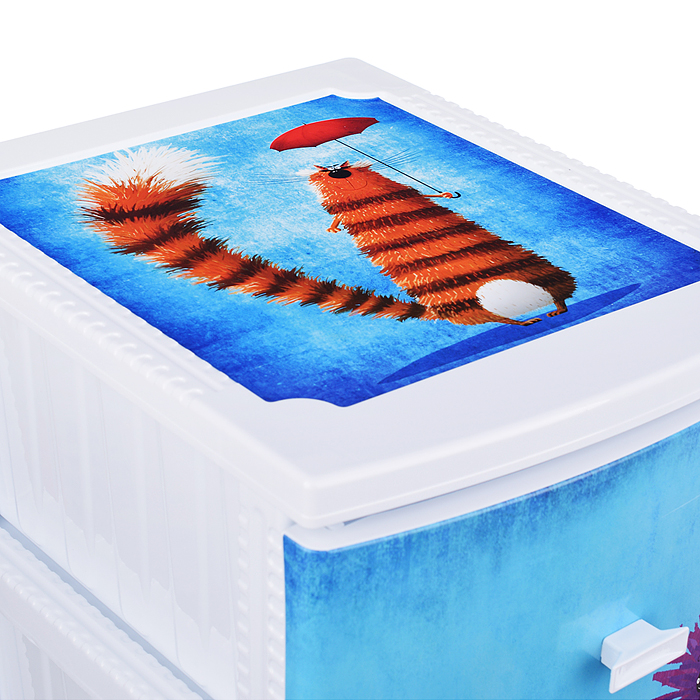 Фото к товару Комод "Декор" "Кот" (монорисунок) 4 секции белый Комод "Декор" "Кот" (монорисунок) 4 секции белый