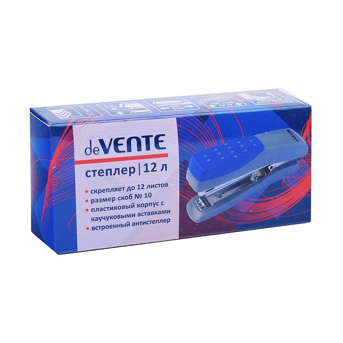 Степлер "Duos" № 10 (мощность 12 листов, глубина скрепления 60 мм) пластиковый с каучуковой