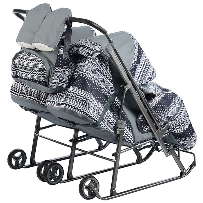 Фото к товару Санки-коляска Близняшки (финляндия черная) Санки-коляска Близняшки (финляндия черная)