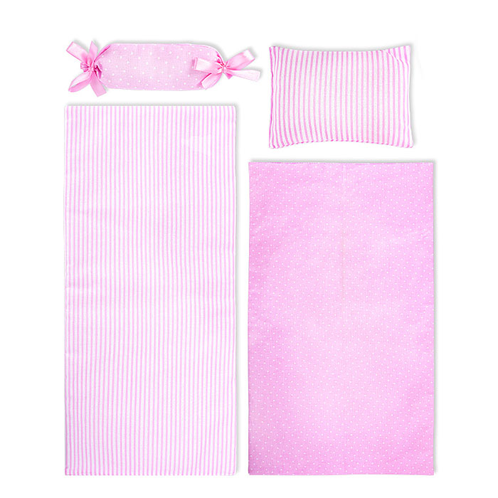 Постельное бельё розовое в горошек для куклы бебиборн Постельное бельё розовое в горошек для куклы бебиборн