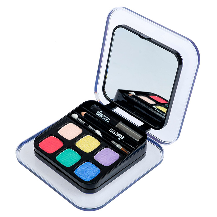 Фото к товару Набор детской декор. косметики Eva Moda, BOX 14х14х4,5 см; тени для век-4шт.(3,84г), блеск Набор детской декор. косметики Eva Moda, BOX 14х14х4,5 см; тени для век-4шт.(3,84г), блеск