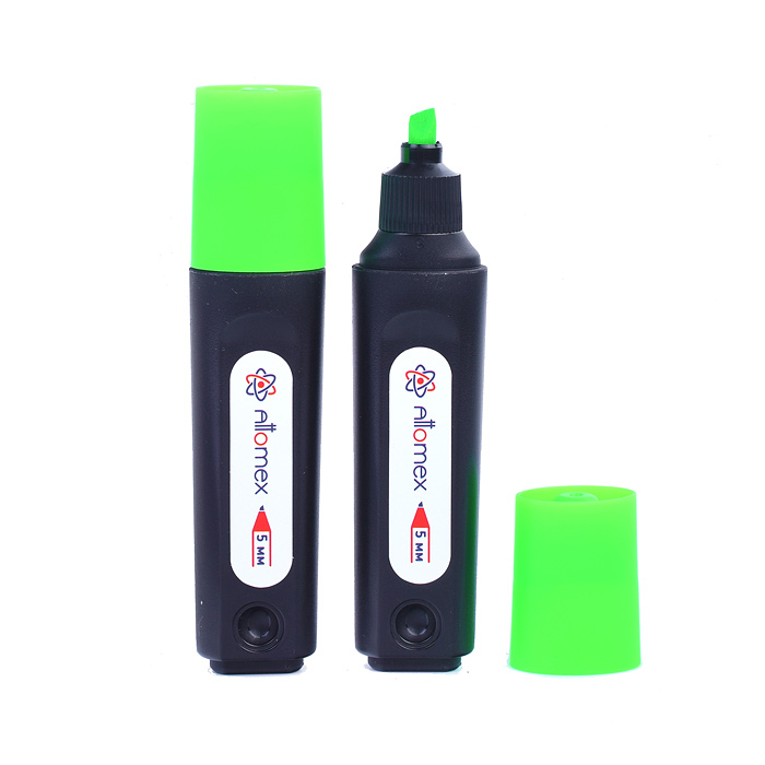 Маркер-выделитель "Attomex" плоский корпус, скошенный наконечник, ширина линии 1-5 мм, зеленый, в ка