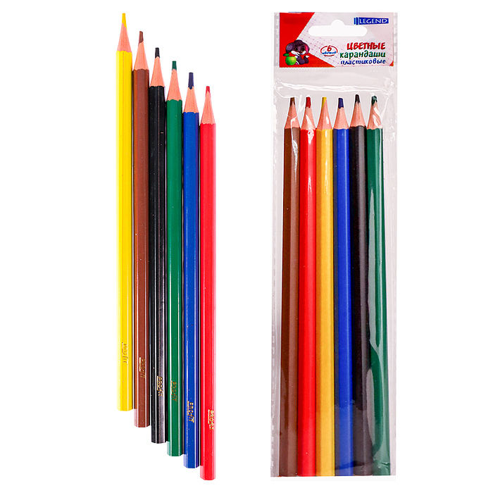 Карандаши цветные пластиковые 6цв. "Мультики" Карандаши цветные пластиковые 6цв. "Мультики"