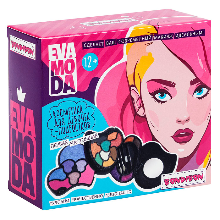 Фото к товару Набор детской декор. косметики Eva Moda, BOX 11,7х10,5х4,3 см; тени для век-14 шт.(11,62г), Набор детской декор. косметики Eva Moda, BOX 11,7х10,5х4,3 см; тени для век-14 шт.(11,62г),