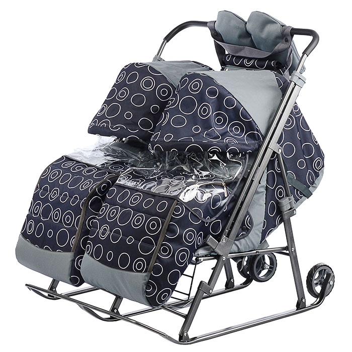 Санки-коляска Близняшки (круги на черном) Санки-коляска Близняшки (круги на черном)