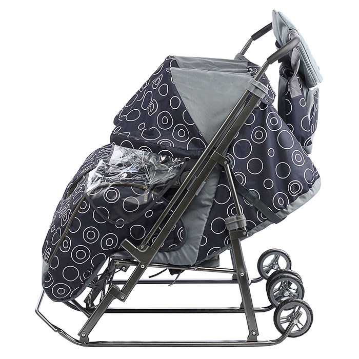 Фото к товару Санки-коляска Близняшки (круги на черном) Санки-коляска Близняшки (круги на черном)