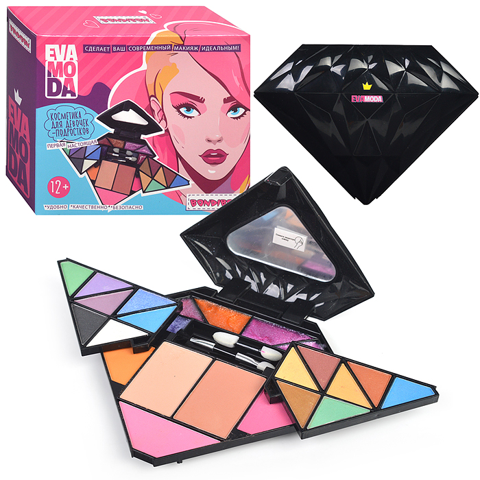 Набор детской декор. косметики BOX 14х12х4,2 см; тени для век-14шт.(13,12г), блес