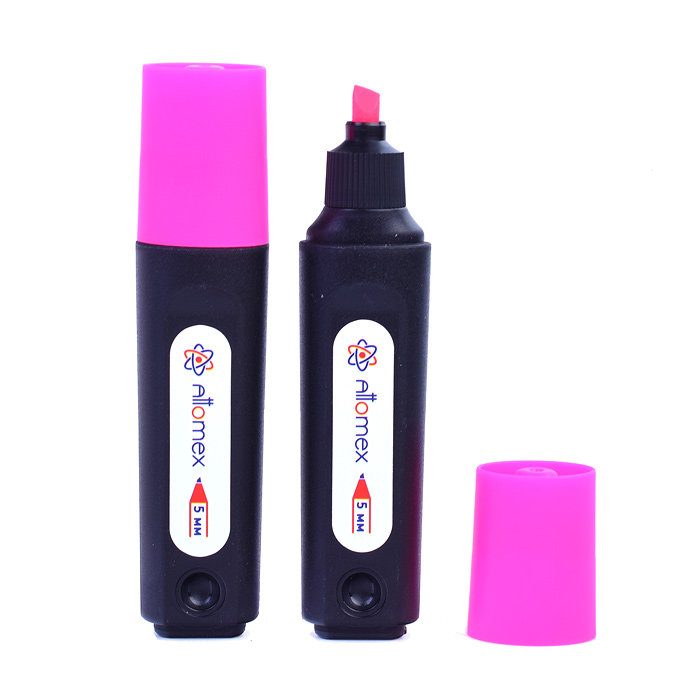 Маркер-выделитель "Attomex" плоский корпус, скошенный наконечник, ширина линии 1-5 мм, розовый, в ка