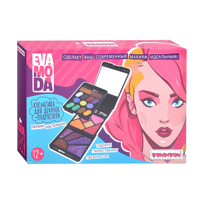 Набор детской декор. косметики BOX 21,2х14х2,6 см; тени для век-13шт.(9,2г), блес