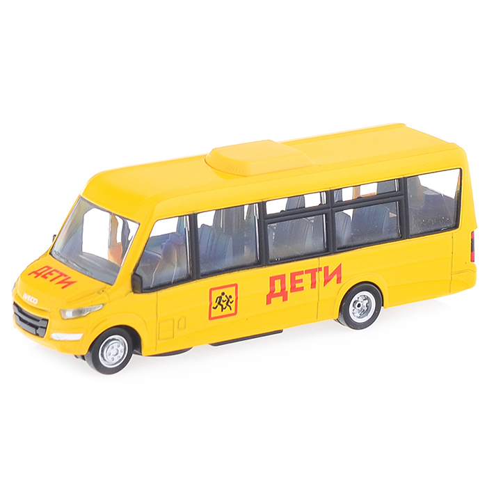 Автобус металл Iveco Daily Vsn-700 Дети, 15 см, (двери, инерц,) в коробке