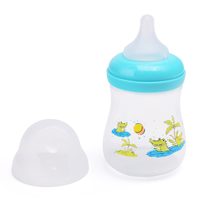 Бутылочка для кормления с  широким горлом и силиконовой соской молочной с антивакуумным клапаном, 25