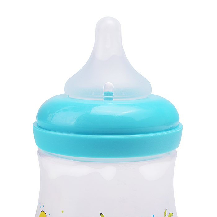 Бутылочка для кормления с  широким горлом и силиконовой соской молочной с антивакуумным клапаном, 25
