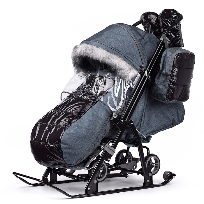 Санки-коляска "NOVA" лён (серо-зеленый) Санки-коляска "NOVA" лён (серо-зеленый)