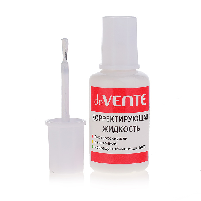 Корректирующая жидкость 20 мл, быстросохнущая, в бутылочке с кисточкой