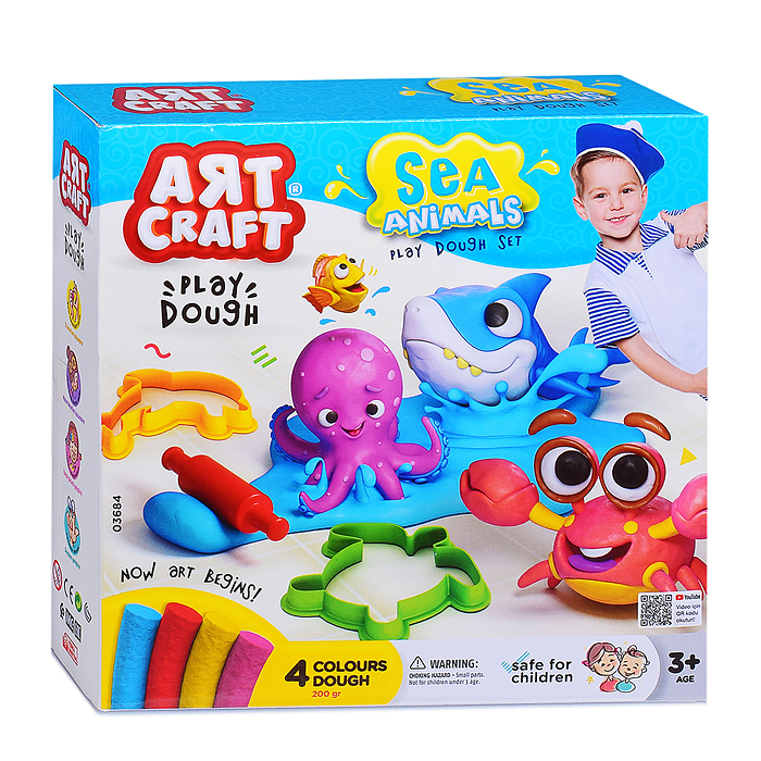 Набор для лепки "Водный мир" тесто 4х50г Набор для лепки "Водный мир" тесто 4х50г