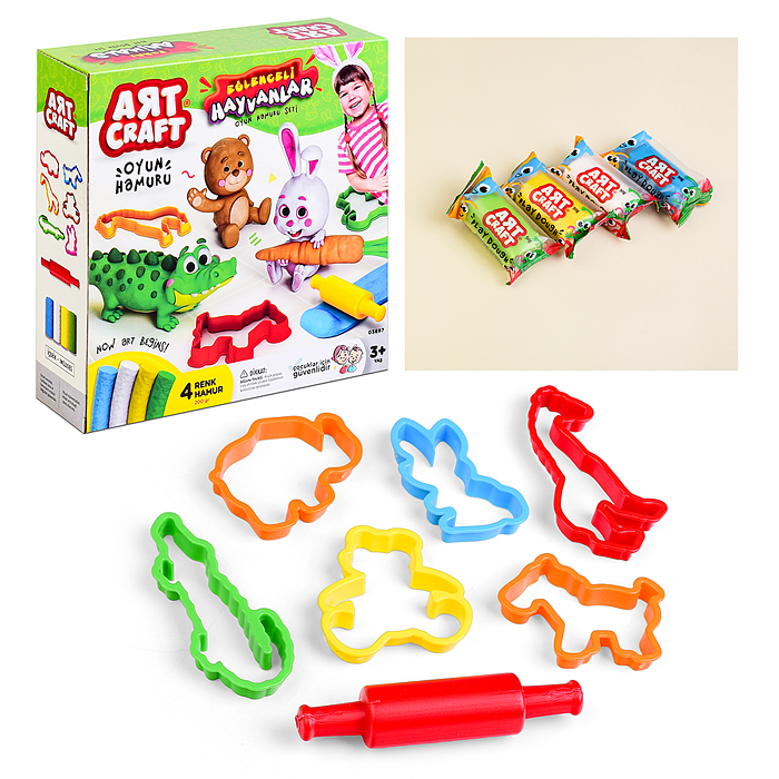 Набор для лепки "Забавные животные" тесто 4х50г Набор для лепки "Забавные животные" тесто 4х50г