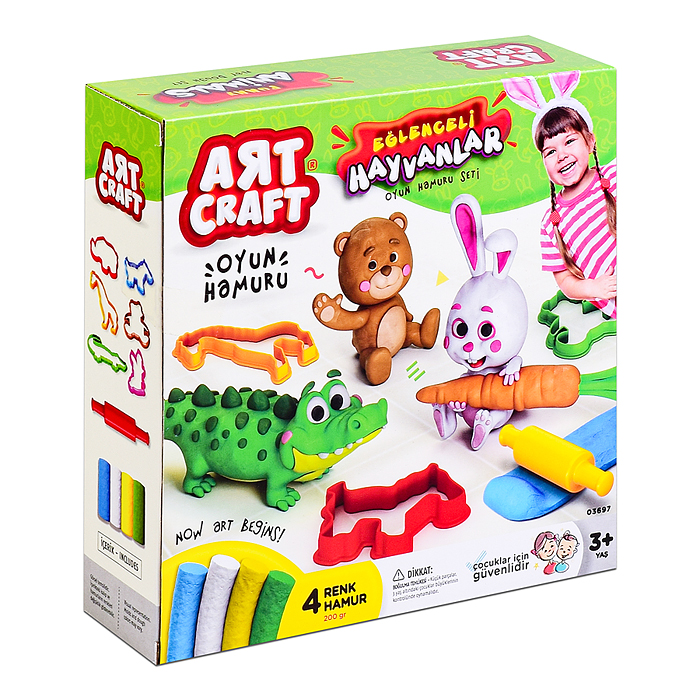 Фото к товару Набор для лепки "Забавные животные" тесто 4х50г Набор для лепки "Забавные животные" тесто 4х50г