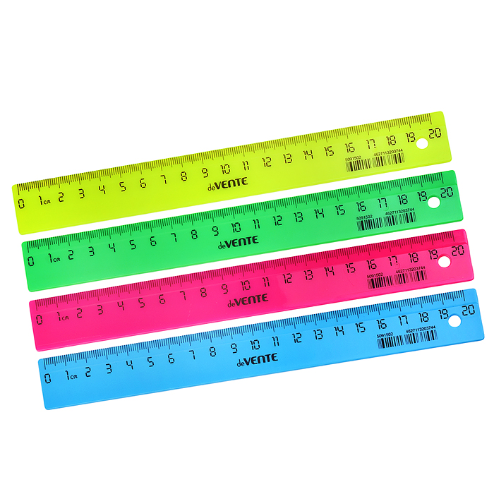 Линейка "AirFluo" 20 см, пластик, непрозрачная неоновая, цвета ассорти