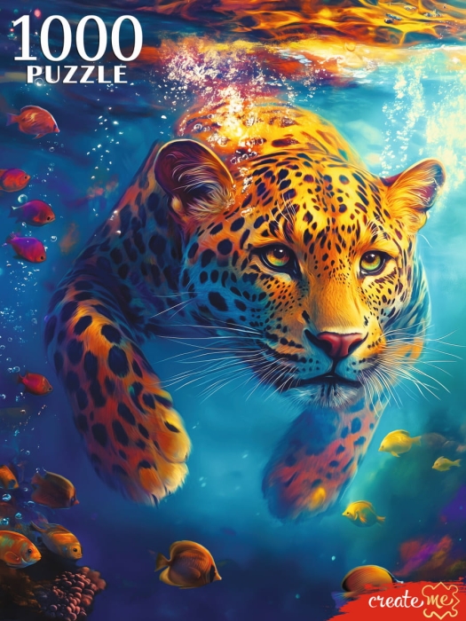 Пазлы 1000 "Леопард под водой"