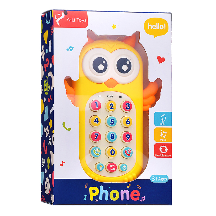 Фото к товару Телефон 796 "Музыкальная совушка" на батарейках, в коробке Телефон 796 "Музыкальная совушка" на батарейках, в коробке