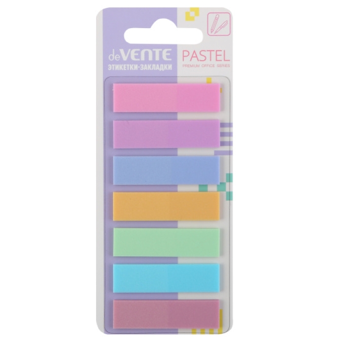 Набор самоклеящихся этикеток-закладок "Pastel" пластиковые полупрозрачные, искрящиеся 44x12 мм,