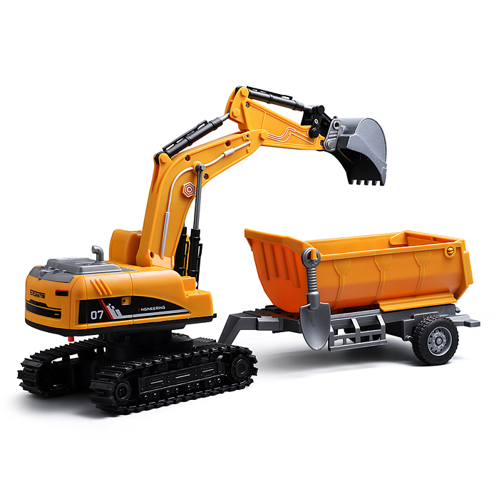 Фото к товару Экскаватор BT0073-1 "Строитель" с прицепом, р/у, 27 MHz, в коробке Экскаватор BT0073-1 "Строитель" с прицепом, р/у, 27 MHz, в коробке