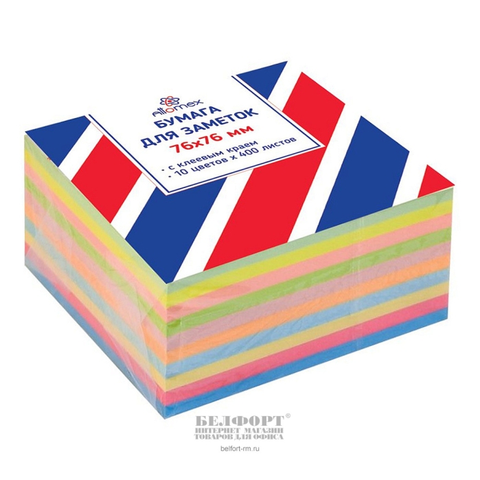 Клейкая бумага для заметок "Attomex" 76x76 мм, 400 листов, 