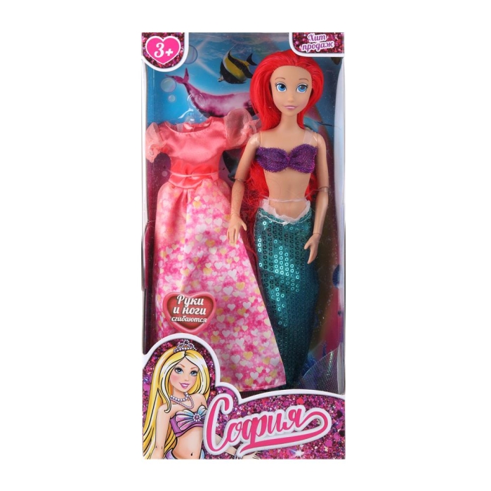 Кукла София, 29 см. Сказочная русалка (руки и ноги сгиб., платье в наборе) в коробке 